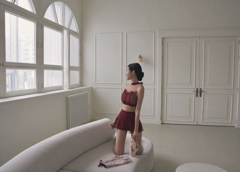 韓國Lenique - Kamiyu鋼管上衣+短褲 (Wine) 