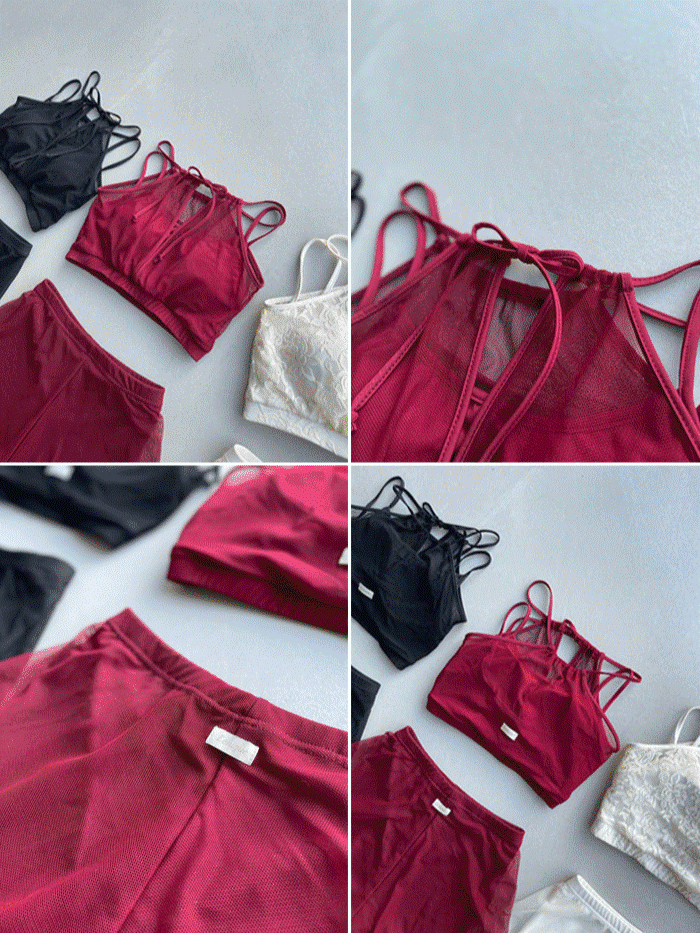 韓國Lenique - Reti鋼管上衣+短褲 (Wine) 