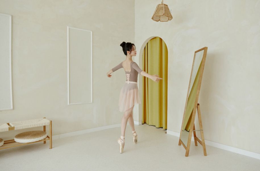 韓國Entrechat - 吉賽兒長袖舞衣 (Cocoa & Light Pink) 