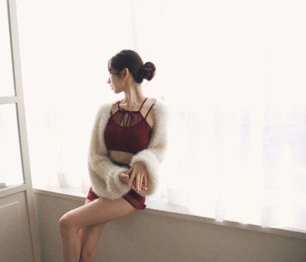 韓國Lenique - Reti鋼管上衣+短褲 (Wine) 