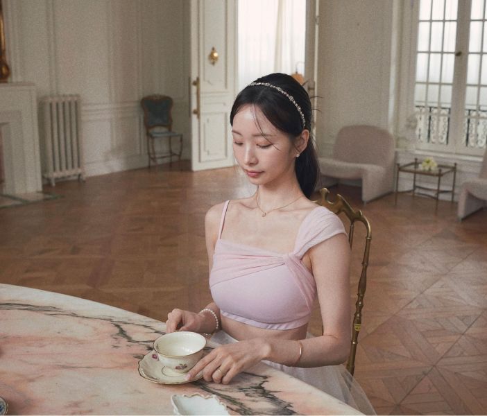 韓國Lenique - Rosel鋼管上衣+短褲 (Pink) 