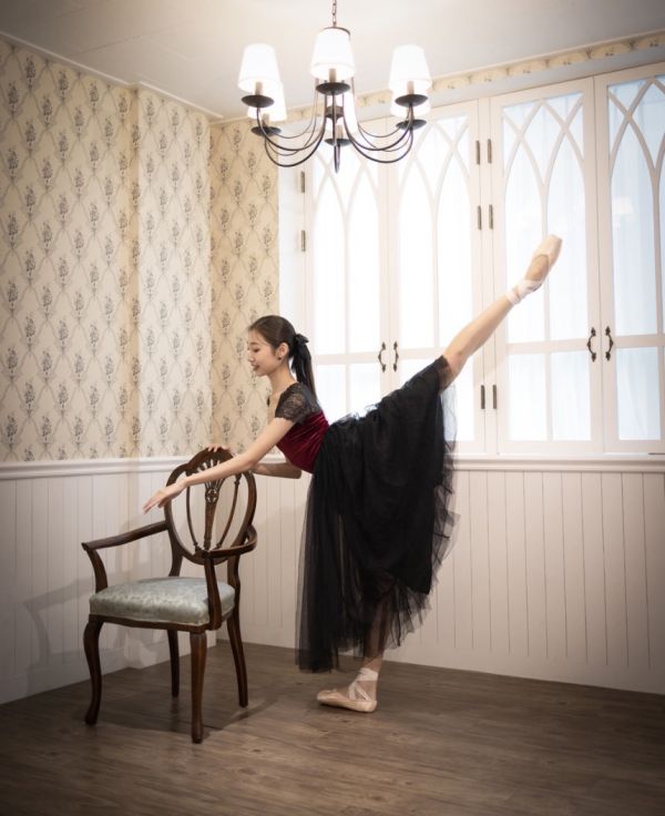 韓國iilaire - Clare velvet Wine短袖舞衣 