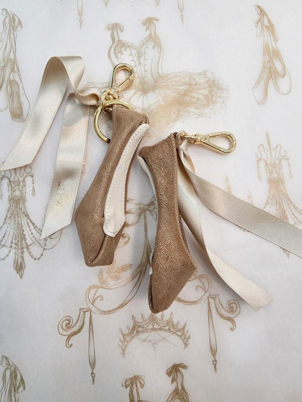 韓國Leh - 經典款羊皮小硬鞋吊飾 (Antique gold) 