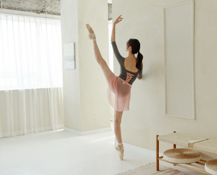 韓國Entrechat - 吉賽兒長袖舞衣 (Charcoal & Pink) 