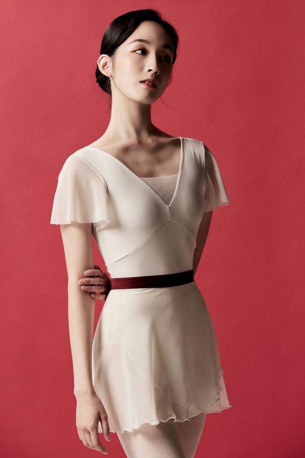 韓國Ballessimo - Ivory Red寬綁帶舞裙 (아이보리 레드) 