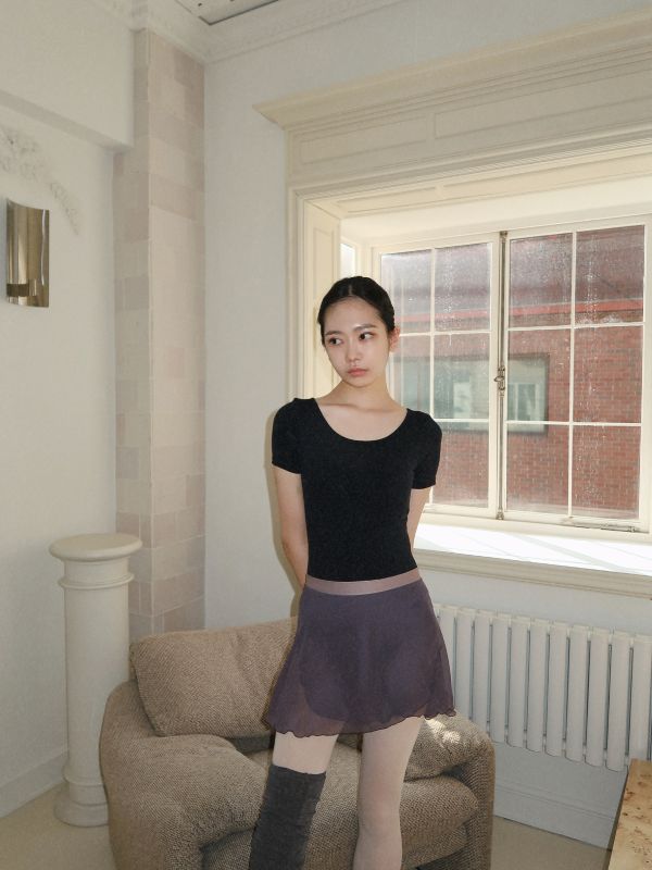 韓國Ballessimo - Charcoal Gray寬綁帶舞裙 (차콜 그레이) 