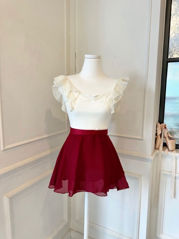 韓國balletchouchou - 素面寬腰帶舞裙 (深色系) 