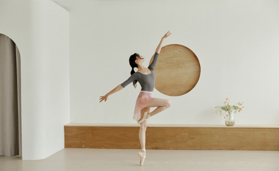 韓國Entrechat - 吉賽兒長袖舞衣 (Charcoal & Pink) 