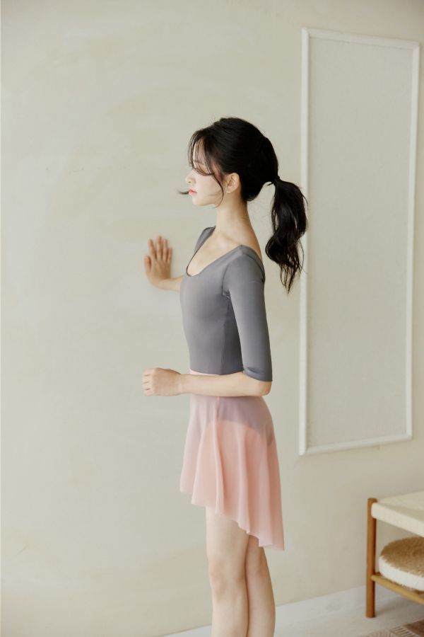 韓國Entrechat - 吉賽兒長袖舞衣 (Charcoal & Pink) 
