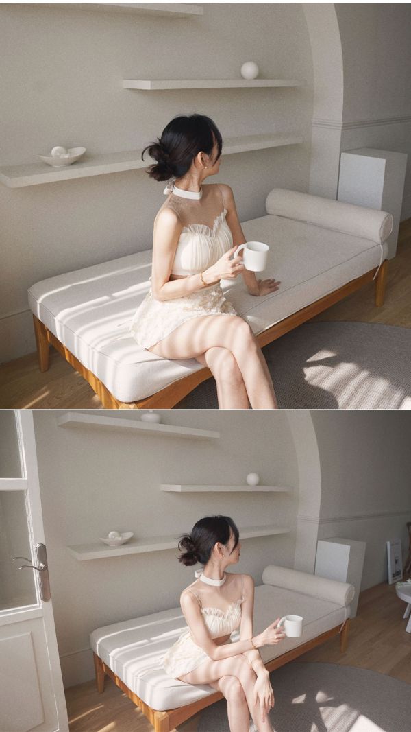 韓國Lenique - Kamiyu鋼管上衣+短褲 (Cream) 