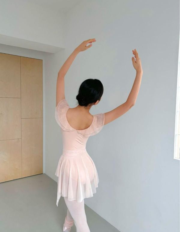 韓國Hagling - Dancing雪紡鬆緊帶舞裙 (Peach Beige) 