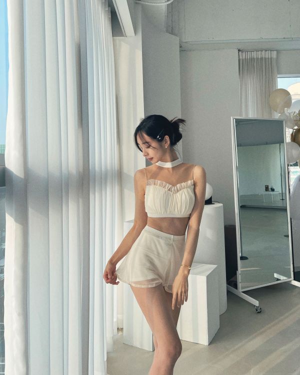 韓國Lenique - Kamiyu鋼管上衣+短褲 (Cream) 