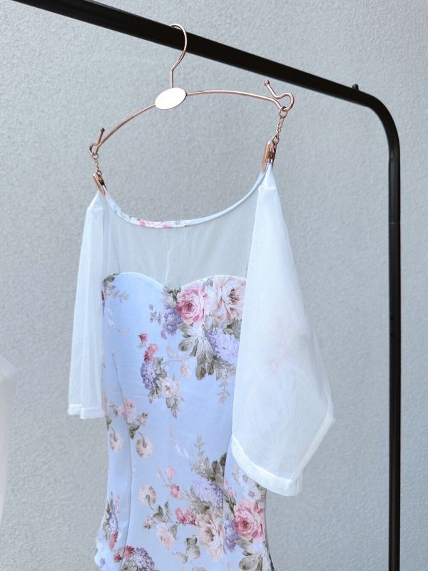 韓國yoora - Rose Veil五分袖舞衣 (Sky) 