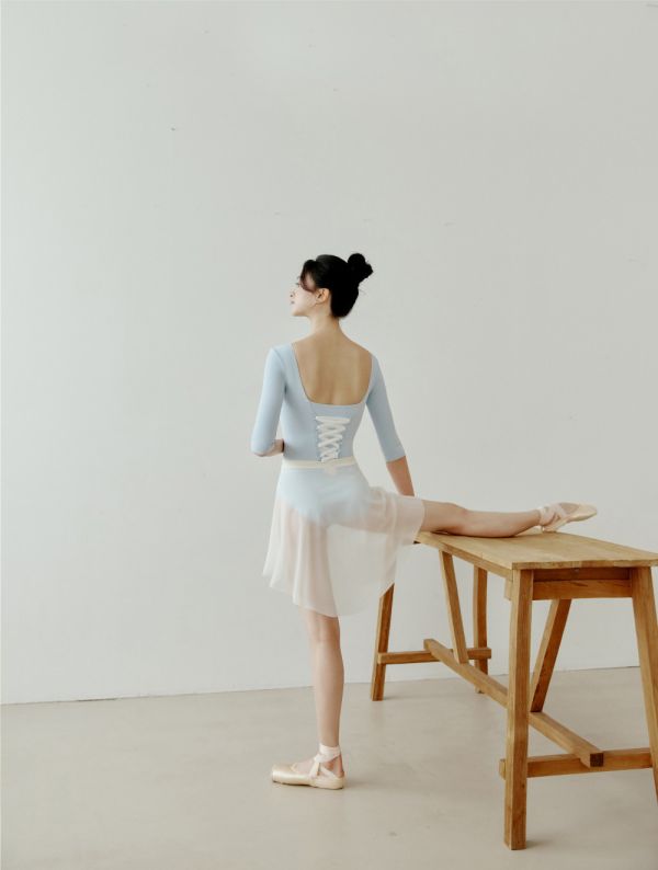 韓國Entrechat - 吉賽兒長袖舞衣 (Sky Blue & White) 