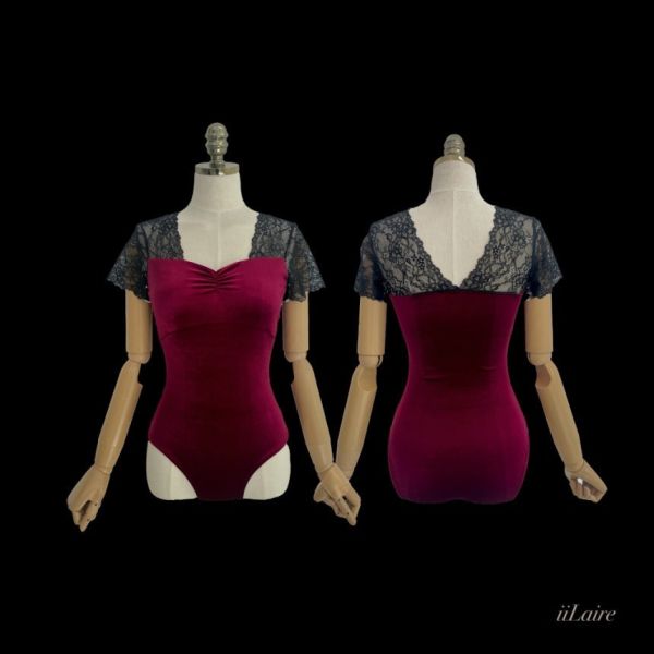 韓國iilaire - Clare velvet Wine短袖舞衣 