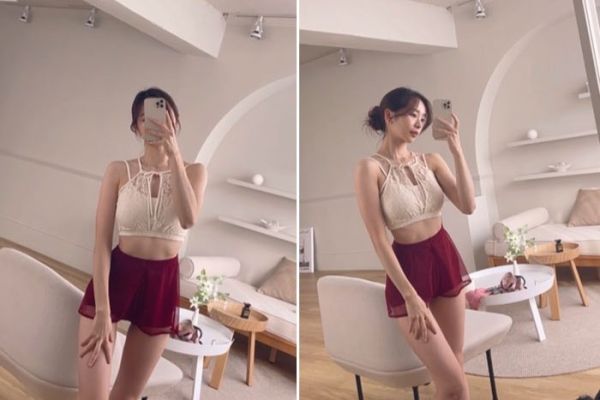 韓國Lenique - Reti鋼管上衣+短褲 (Cream) 