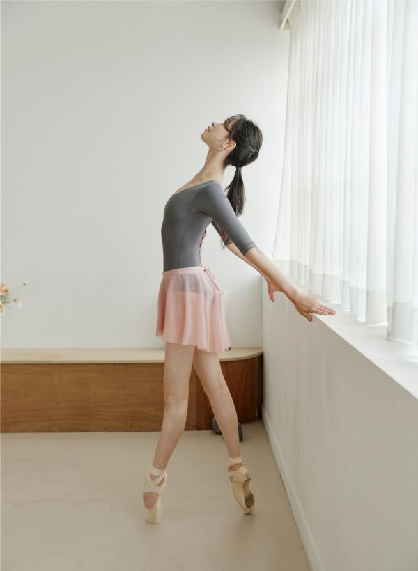 韓國Entrechat - 吉賽兒長袖舞衣 (Charcoal & Pink) 