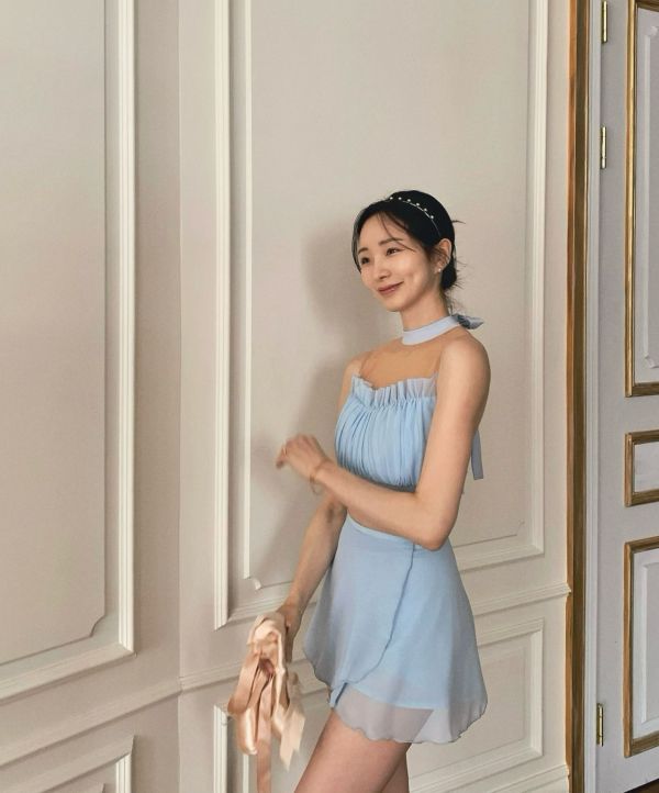 韓國Lenique - Kamiyu鋼管上衣+短褲 (Sky Blue) 