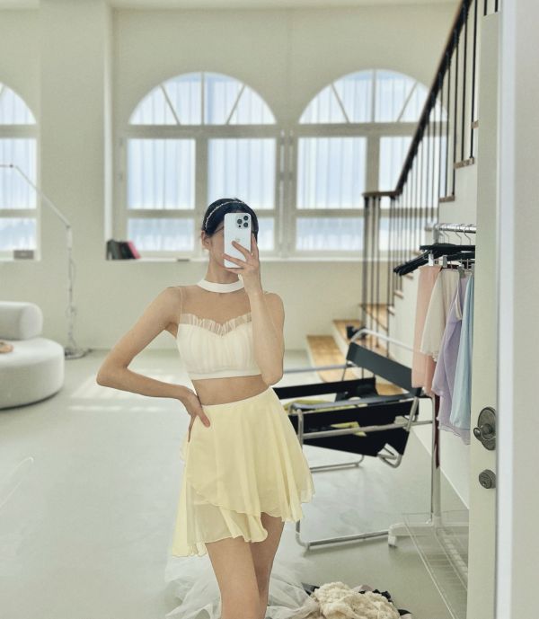 韓國Lenique - Kamiyu鋼管上衣+短褲 (Cream) 