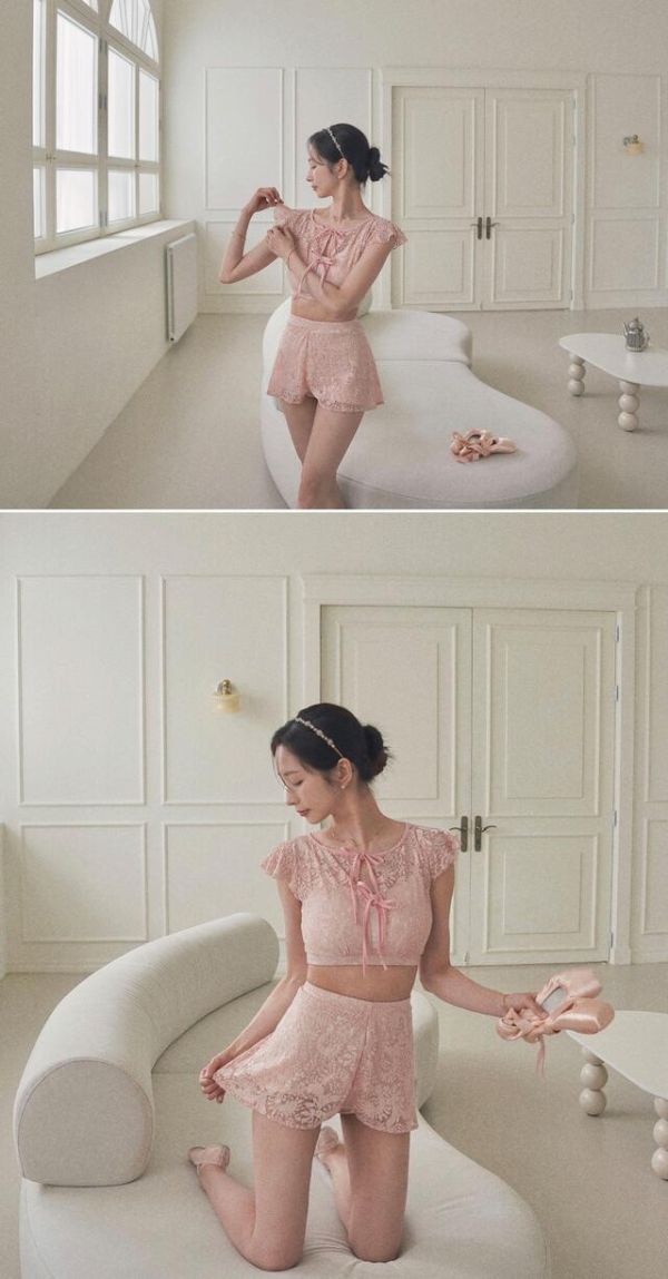 韓國Lenique - New black swan上衣+短褲 (兩色) 