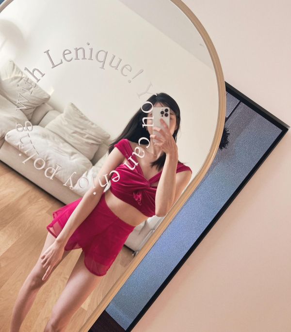 韓國Lenique - Two Shoulder Ribbon鋼管上衣+短褲 (Hot Pink) 