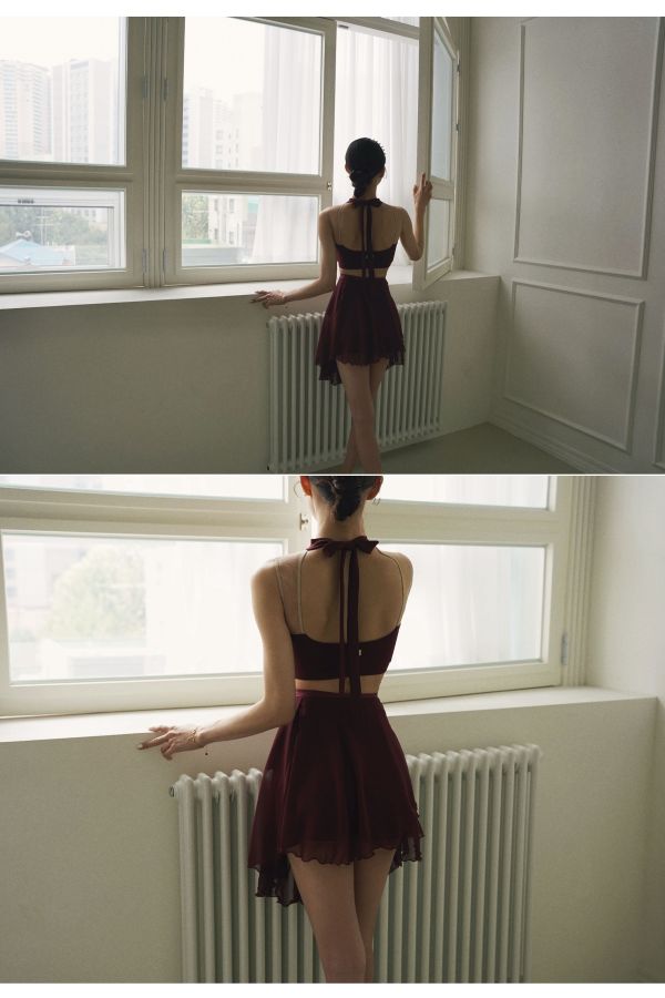 韓國Lenique - Kamiyu鋼管上衣+短褲 (Wine) 