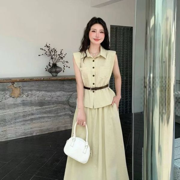 夏季棉麻襯衫兩件式顯瘦套裝洋裝 夏季棉麻襯衫兩件式顯瘦套裝洋裝