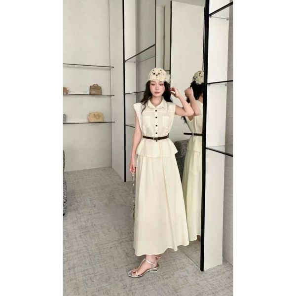 夏季棉麻襯衫兩件式顯瘦套裝洋裝 夏季棉麻襯衫兩件式顯瘦套裝洋裝