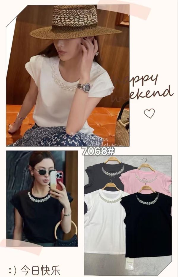 珍珠造型雙層包袖上衣 