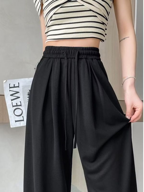 夏季薄款冰絲闊腿褲 高腰垂感 夏季薄款冰絲闊腿褲 高腰垂感