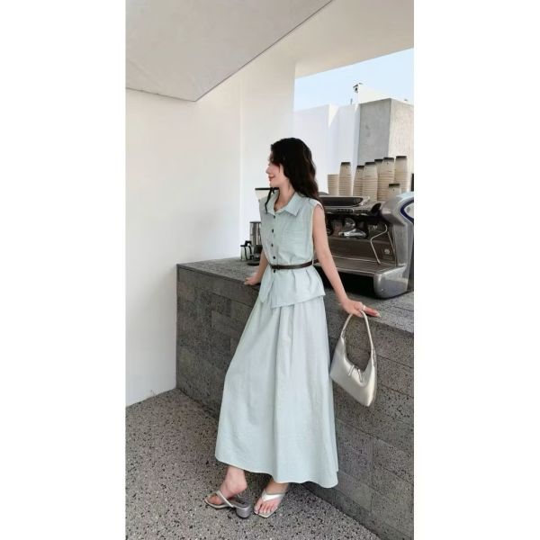 夏季棉麻襯衫兩件式顯瘦套裝洋裝 夏季棉麻襯衫兩件式顯瘦套裝洋裝