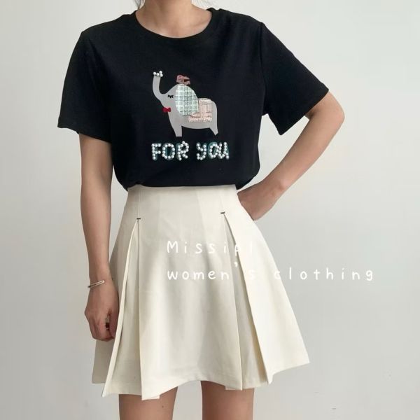 質感釘珠大象棉T恤 質感釘珠大象棉T恤