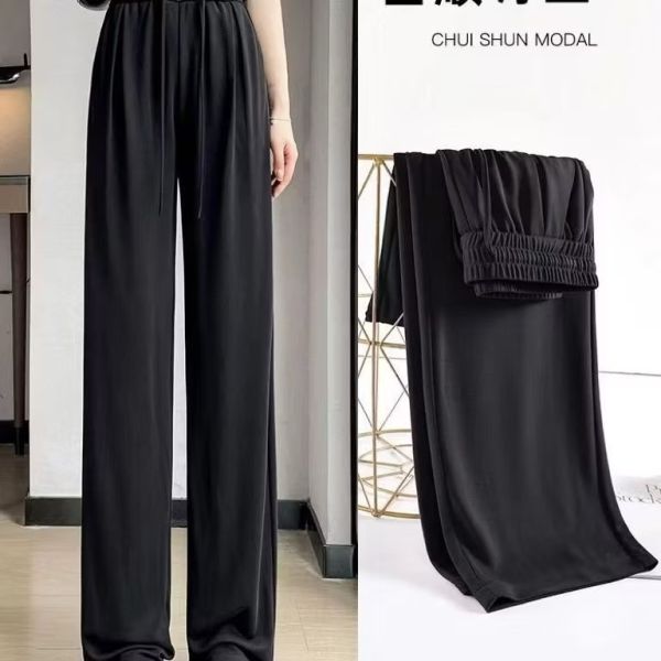夏季薄款冰絲闊腿褲 高腰垂感 夏季薄款冰絲闊腿褲 高腰垂感
