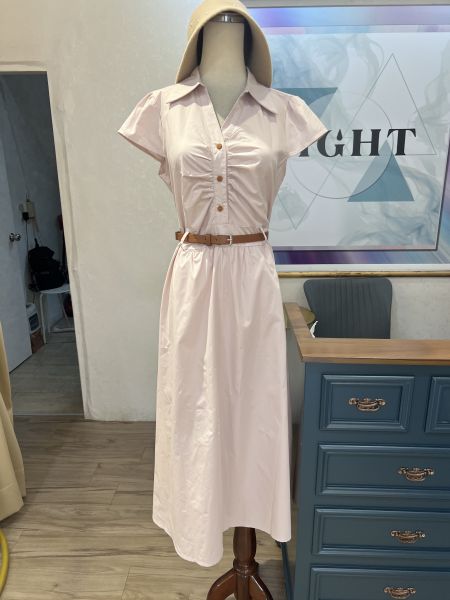 夏季新款襯衫連身洋裝（現貨粉） 夏季新款襯衫連身洋裝