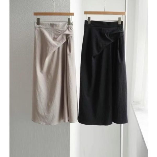 前抓皺質感長裙 