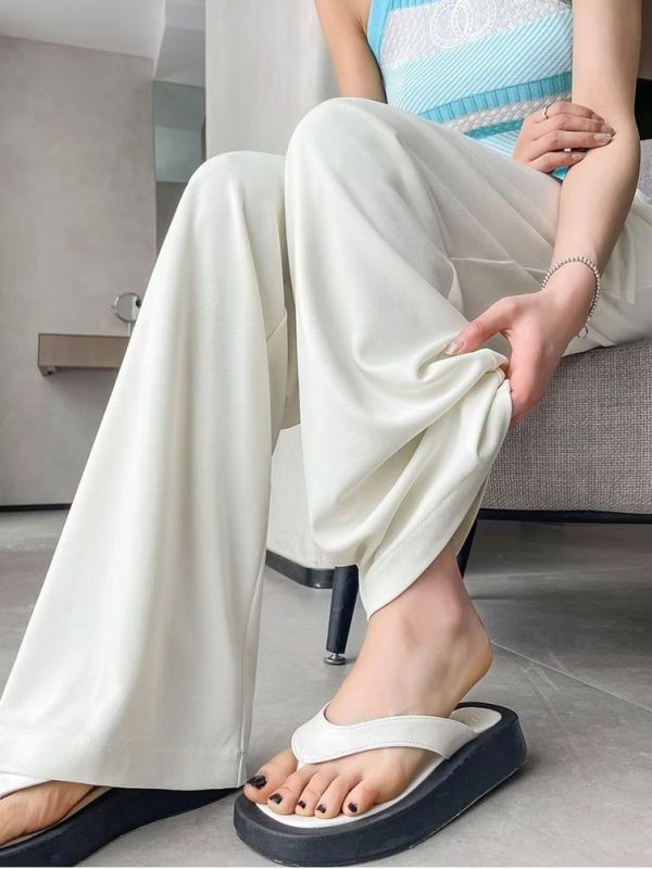 夏季薄款冰絲闊腿褲 高腰垂感 夏季薄款冰絲闊腿褲 高腰垂感
