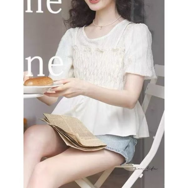 韓風氣質燈籠袖假2件上衣 韓風氣質燈籠袖假2件上衣