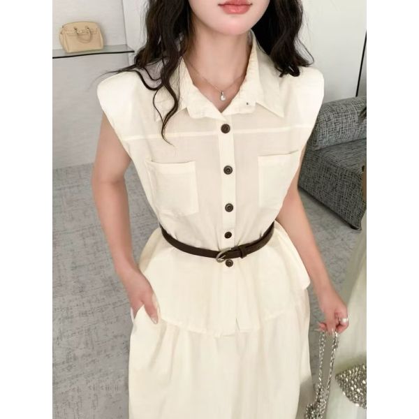 夏季棉麻襯衫兩件式顯瘦套裝洋裝 夏季棉麻襯衫兩件式顯瘦套裝洋裝