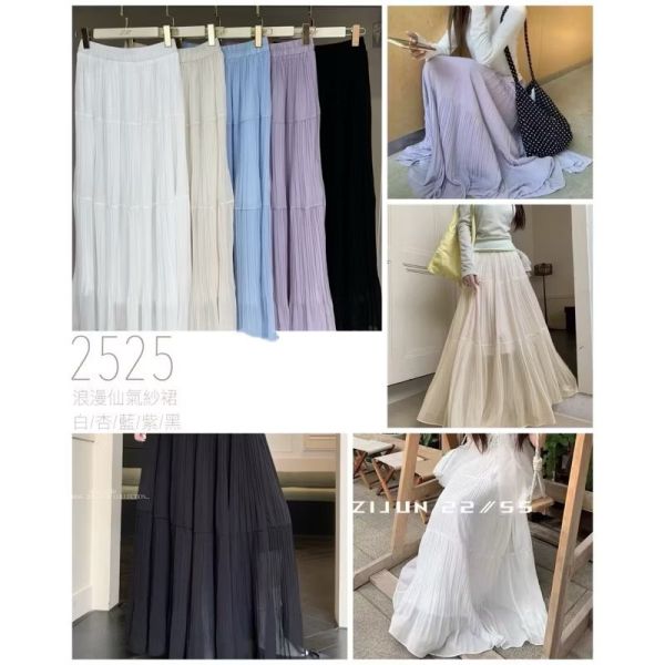 高質感超美百褶雪紡長裙 百褶雪紡長裙