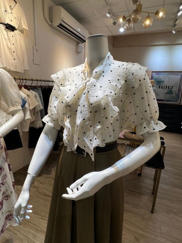 愛心點點雪紡襯衫(白色) 