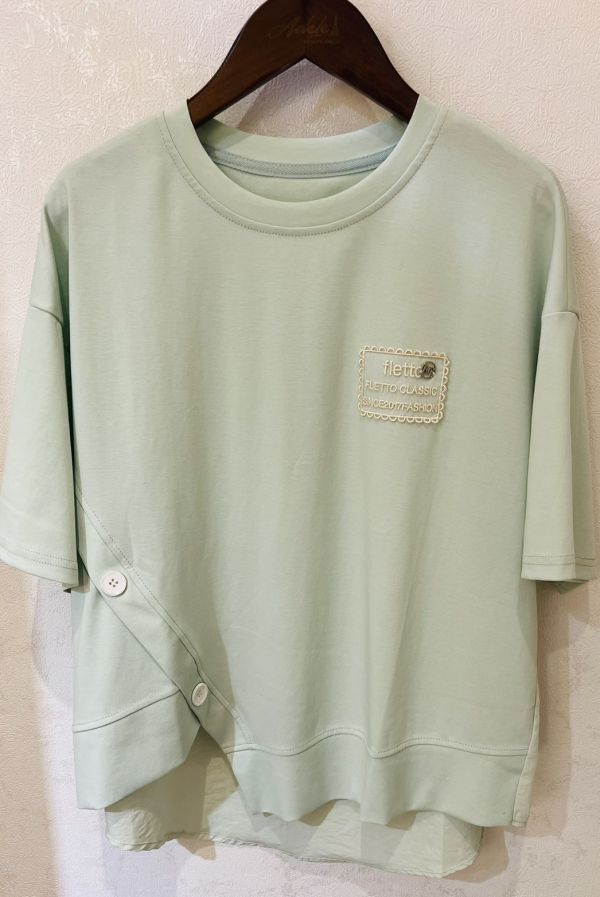 簡約設計款後拼接襯衫料 質感造型上衣 