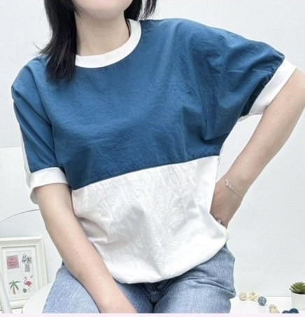 雙色舒適休閒寬鬆顯瘦上衣 