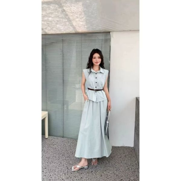 夏季棉麻襯衫兩件式顯瘦套裝洋裝 夏季棉麻襯衫兩件式顯瘦套裝洋裝