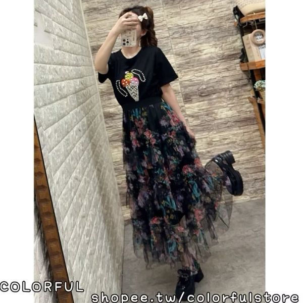 冰淇淋質感珍珠彩色棉T 冰淇淋質感珍珠彩色棉T