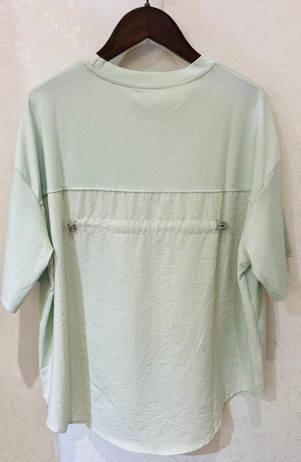 簡約設計款後拼接襯衫料 質感造型上衣 