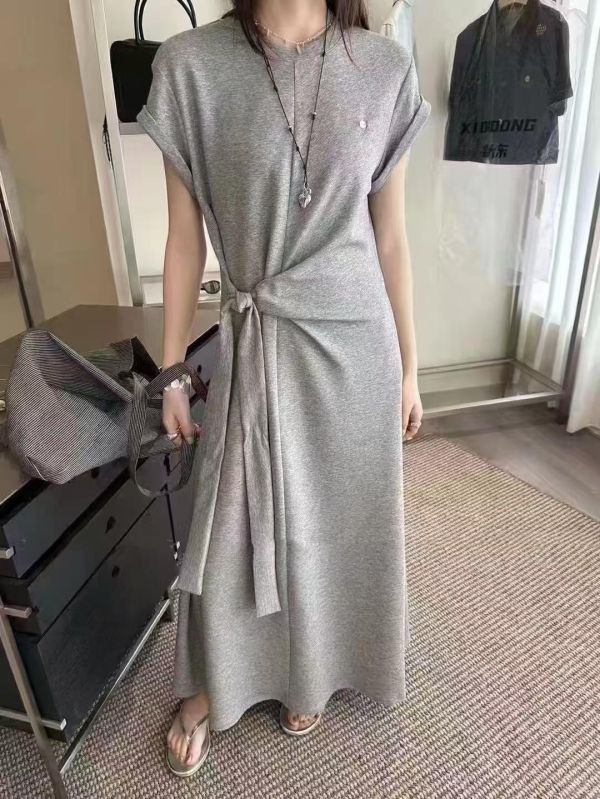 設計感綁帶太空棉連身裙 連身裙