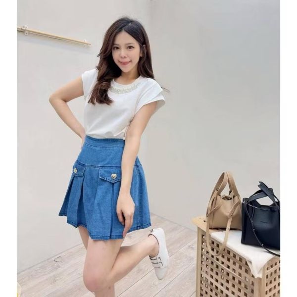 珍珠造型雙層包袖上衣 