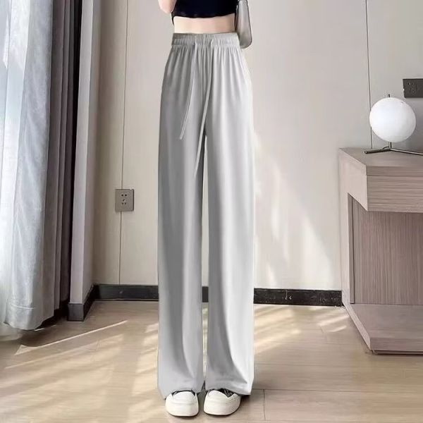 夏季薄款冰絲闊腿褲 高腰垂感 夏季薄款冰絲闊腿褲 高腰垂感