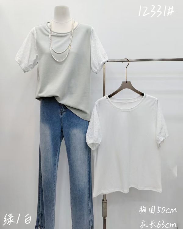 簡約手袖鏤空刺繡上衣 簡約手袖鏤空刺繡上衣