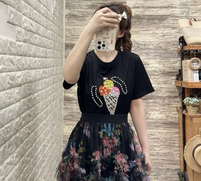 冰淇淋質感珍珠彩色棉T 冰淇淋質感珍珠彩色棉T